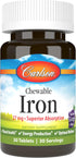 Carlson Chewable Iron 27 mg, Grape, Blood Health, 30 Tablets...