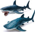 Gemini&Genius Sea Animal Great White Shark and Whale Shark Action Figure Set Soft Rubber Ocean Sea Animal Marine Animal Model Toys for Kids Swimmi...