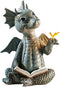 Baby Dragon Reading Book Statue, 5.9-Inch Tall Cute Dinosaur Holding Butterfly Figurines Art Resin Sculpture Outdoor Garden Decor Home Desk Orname...