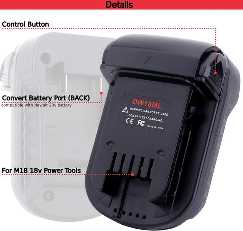 Battery Adapter Compatible with Milwaukee M18 18V Battery Tools, Compatible with Dewalt 20v Battery Convert to Replacement for Milwaukee M18 18V B...
