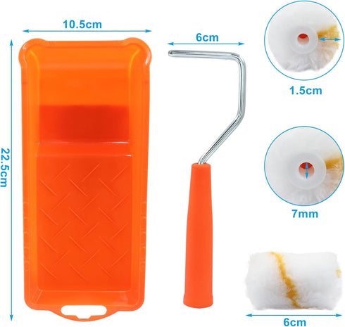 2 Inch Paint Roller, Mini Paint Roller Kit (Including 6 ultra-fine fiber roller covers, 1 paint tray, and 1 roller frame), Touch Up Small Paint Ro...