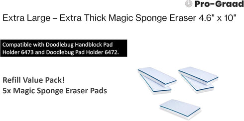 Eraser Pads - 5 Pack 4.5" x 10" x 1" Commercial Grade Melamine Sponges for Floor, Tile, Grout, Baseboard & Walls - Durable & Versatile Cleaning - ...