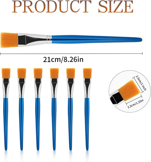 6Pcs Paint Brushes 1 inch,Flat Paint Brushes for Acrylic Painting Watercolor Quality Synthetic Artist Paint Synthetic Paint Brushes with Wooden Ha...