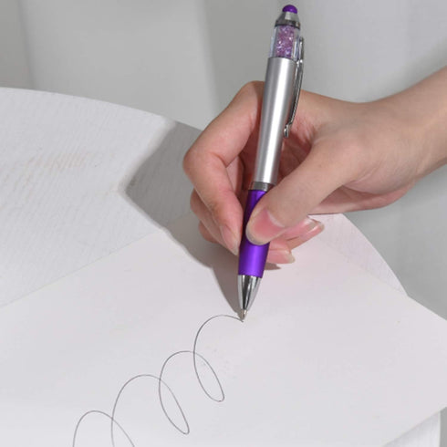 Stylus Pens for Touch Screens, Medium Point Pens with Crystals for Women and Kids Black Ink Pen with Stylus Ballpoint Pens with Comfort Grip for T...