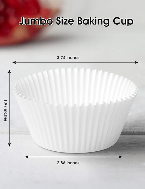 Jumbo White Cupcake Liners Greaseproof Paper 200-Count - Gifbera Odorless Muffin Baking Cups Cupcake Wrappers for Wedding Birthday Celebration Occ...