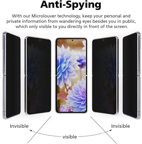 [2+2 Pack For Samsung Galaxy Z Flip 5 Upgraded Privacy Anti-Spy Screen Protector, 2 Packs Inside + 2 Pack Front, Flexible EPU Hybrid Film, 24H Scr...