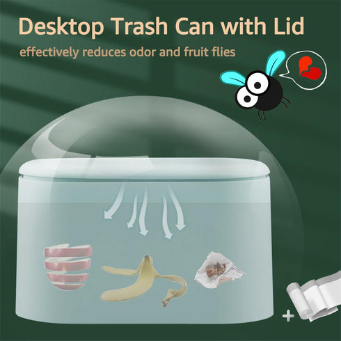 Mini Trash Can with Lid, Press-Type with Removable Inner Plastic Small Garbage Can Little Tiny Waste Basket Compact Covered Closable Trash Bin Des...