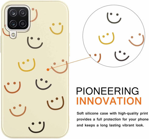 2 Pack Happy Smiley Face for Samsung Galaxy A12 4G 6.5 Inch Phone Case,Aesthetic Cute Smile Design Cases Soft Silicone Slim TPU Shockproof Protect...