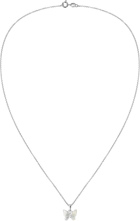 AeraVida Tropical Soul Butterfly Inlaid White Mother of Pearl .925 Sterling Silver Pendant Necklace | Butterfly Necklace | Mother of Pearl Butterf...