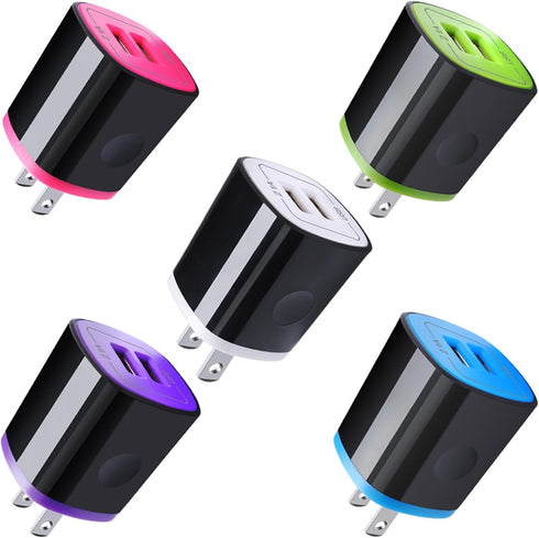 iPhone USB Wall Charger Adapter, Charger Brick, AndHot 5Pack 2.1A Dual Port Fast Charging Block Box Base Wall Charger Plug for iPhone 15 14 13 12 ...