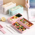 Iteryn Bento Box Lunch Box, 3-In-1 Compartment Lunch Containers - Wheat Straw, Leakproof Stackable Bento Lunch Box Meal Prep...