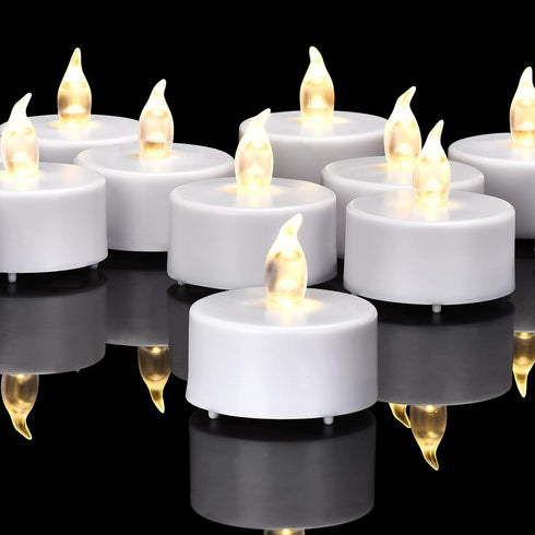 Battery Operated Flameless Tea Lights, Led Flickering Electric Votive Candle 24 Pack Realistic and Bright for Seasonal, Festive Celebrations and H...