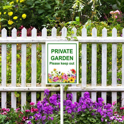 (8x12) IN Private Garden Please Keep Out Yard Sign With Metal Stake For Garden Grass Farm Decor Lawn Sign Stand Tin Keep Out Sign Outdoor Decorati...