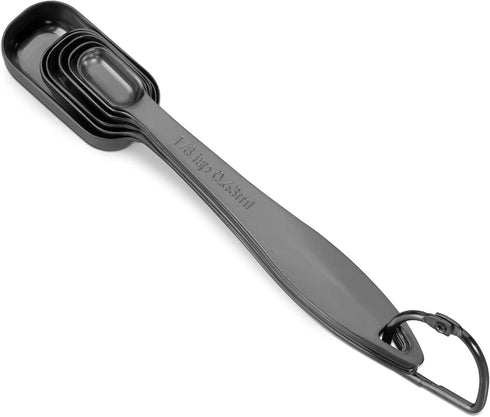 Accurate 18/8 Stainless Steel Measuring Spoons, Heavy Duty Good Handle Set of 6 Measuring Spoon with Ring Connector, Dark Grey...