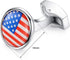 HONEY BEAR American USA Flag Cufflinks Mens Steel for Business Wedding Gift (Round)...