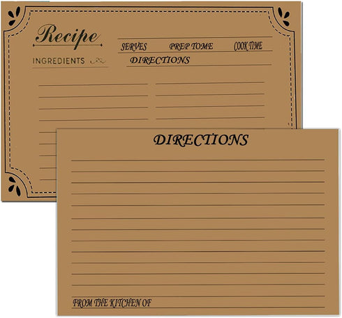 Set of 60 Premium Recipe Cards - 4x6 Double Sided Cards For Wedding,Bridal Shower,Farmhouse...