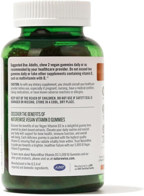NatureWise Vitamin D3 5000 IU Gummies - Mixed Berry Flavor - Vitamin D Gummies for Adults, Immune Support Supplement, Muscle & Bone Strength - Veg...