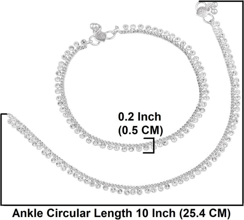 Efulgenz Indian Anklets for Women Crystal Anklet for Women Silver Indian Anklets Silver Payal for Women Oxidised Silver Jewelry Set Indian Anklet ...