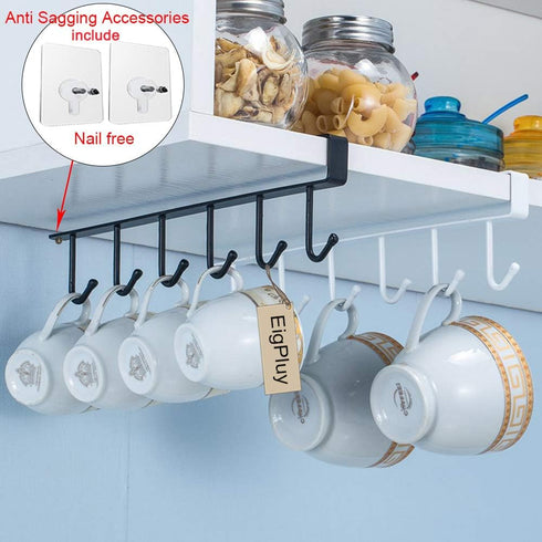 2pcs Mug Hooks Cups Wine Glasses Storage Hooks Kitchen Utensil Ties Belts and Scarf Hanging Hook Rack Holder Under Cabinet Closet Without Drilling...