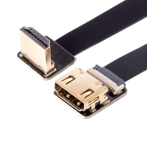 JSER CYFPV Down Angled 90 Degree HDMI Male to Female FPC Flat Cable for HDTV Multicopter Aerial Photography (0.2m)...