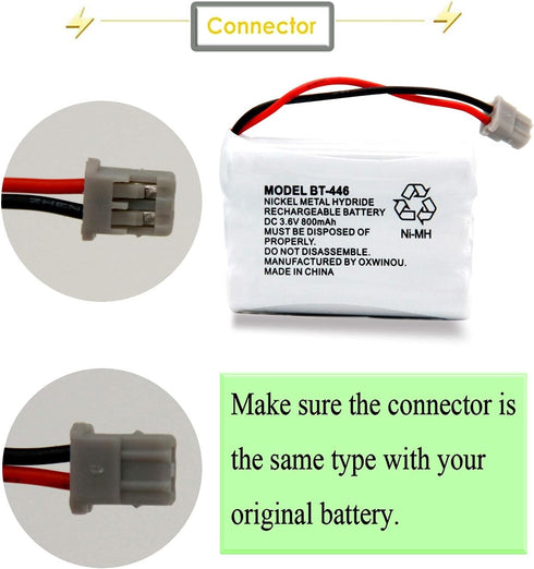 BT446 BT-446 Phone Battery Compatible with for Uniden BBTY0503001 BT-1004 BT-1005 GE-TL26402 BT-504 CPH-488B Handset Phone 3.6V 800mAh (3- Pack)...