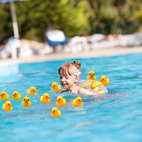Bath Duck Toys 12 PCS Yellow Rubber Ducks Squeak & Float Ducky Baby Shower Pool Toy for Toddlers Kids Boys Girls...