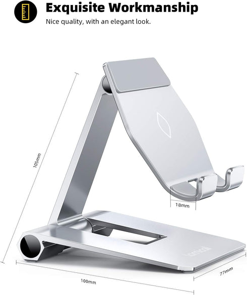 Lamicall ???????? ???????????????? Adjustable Cell Phone Stand Desk - Foldable Desktop Phone Holder, Cradle, Dock, Compatible with iPhone 15 14, P...