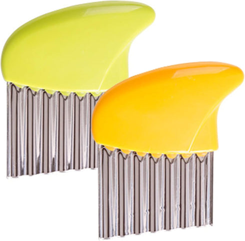 Crinkle-Cutter for Veggies-Salad-Chopper Knife 2Pcs Stainless-Steel-Blade Wavy...