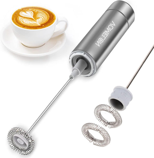 Milk Frother, Handheld Battery Operated Frother for Coffee,Portable Drink Mixer with 2 Stainless Steel Whisk Heads, Milk Foamer for Keto Coffee, L...