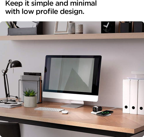 Spigen Mag Fit Duo Designed for MagSafe Charger Stand Charging Pad Case for iPhone 16, 15, 14, 13, 12 Models/Apple Watch All Series/Airpods - Whit...