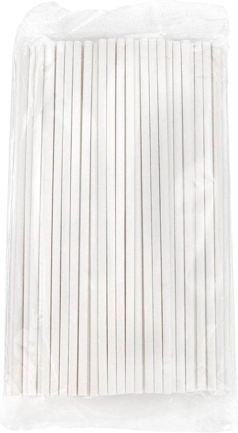 100Pcs 6 Inch Cake Pop Sticks, White Paper Lollipop Sticks, Paper Treat Sticks for Cookies, Candy, Chocolate, Cake Topper...