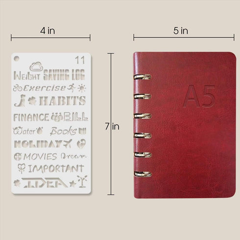 Journal Stencil Set for Dotted Journals, Journalling Supplies/Accessories Kit Includes Daily/Weekly/Monthly Calendars, Icon, Chart, Numbers,Shape...
