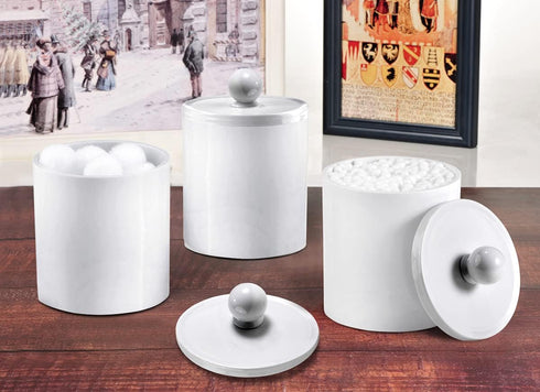 SheeChung Plastic Acrylic Bathroom Vanity Countertop Canister Jars with Storage Lid, Apothecary Jars Qtip Holder Makeup Organizer for Cotton Balls...