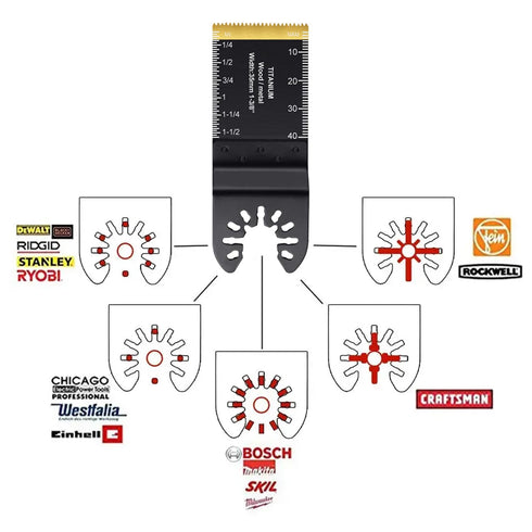 10PCS Titanium Oscillating Saw Blades, Universal Oscillating Multitool Blades Metal Cutting Quick Release for Hard Material Metal Nails Wood Plast...