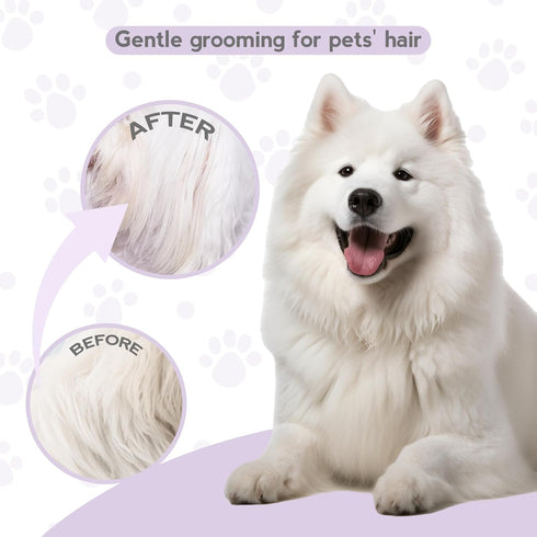 Detangling Pet Comb for Dog & Cat, Grooming Comb with Long & Short Stainless Steel Teeth, Safely Remove Knots & Tangles for Healthy Shiny Coat, Ge...