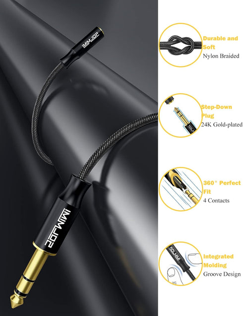 1/4 Headphone Adapter, 6.35mm Male to 3.5mm Female Audio Jack Adapter, Lossless Stereo Headphone Jack Adapter for Mixer Guitar Piano Amplifier Spe...