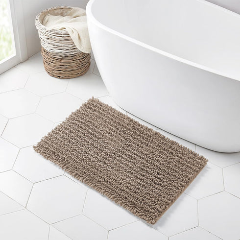 Walensee Bathroom Rug Non Slip Bath Mat (32x20 Inch Taupe) Water Absorbent Super Soft Shaggy Chenille Machine Washable Dry Extra Thick Perfect Abs...