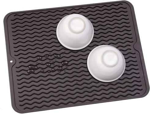 Silicone Dish Drying Mat for Multiple Usage,Easy clean,Eco-friendly,Heat-resistant Silicone Mat for Kitchen Counter or Sink,Refrigerator or drawer...