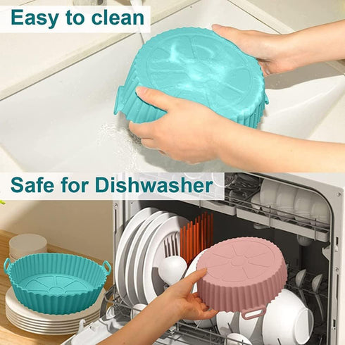 2 Pack Air Fryer Silicone Baking Tray 8inch for 3 to 5 Qt Reusable Non-stick Air Fryer Round Silicone Insert for Air Fryer Easy Cleaning Silicone ...