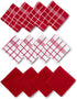 Encasa Terry Cloth Dish Towel Set | 12x12 in Super Absorbent Multipurpose Kitchen Towels for Drying and Cleaning - Pack of 12 – Terry Red...