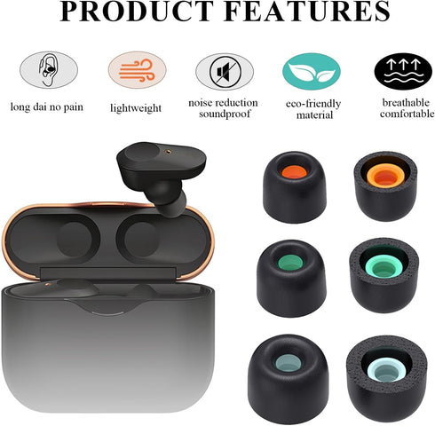 Adhiper Memory Foam Earbud Tips for Sony WF-1000XM4/ WF-1000XM3 Earbuds with Cleaning Kit, Noise-Reducing Comply Foam Tips,Non-Slip Earbud Tips, 5...