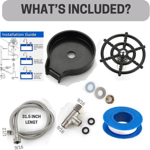 Glass Rinser for Kitchen Sink - Quick Faucet Cup Washer for Sink with Complete Kit, Ideal Cleaner for Cups, Baby Bottles, Kitchenware and Bar Glas...