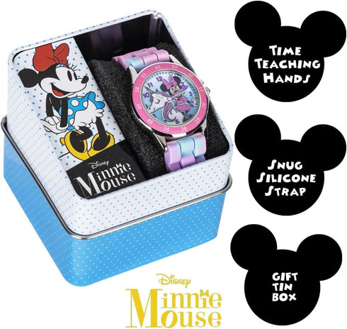 Accutime Kids Disney Minnie Mouse Unicorn Analog Quartz Time Teacher Wrist Watch with Pink Bezel, Cotton Candy Strap for Toddlers, Girls & Boys to...