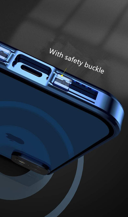 with Safety Lock & Strong Magnetic adsorption for iPhone 12 Pro Max case with Camera Lens Protector Metal Bumper 360 Full Body Protection Double-S...