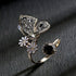 Kokoma Black Crystal Butterfly Ring for Women Cubic Zirconia Daisy Flower Open Statement Rings Wrap Finger Band Engagement Promise Rings...