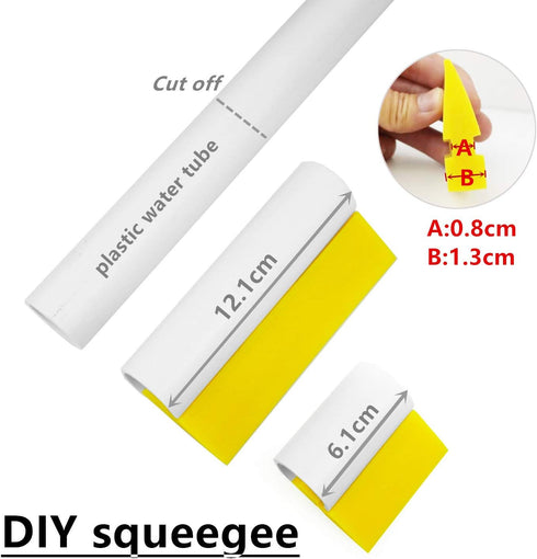 ECOmorning 2-Piece DIY Mini Squeegee Set - Soft Silicone Window Tint Squeegee for Glass, Mirror, Shower - Yellow (4.7in x 1.9in, 2.4in x 1.9in)...