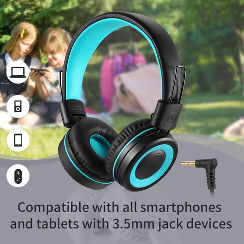 M3 Kids Headphones with Microphone Lightweight Foldable Adjustable Stereo Bass On-Ear Headphones with 1.3 M Tangle-Free Cord for smartphons Tablet...