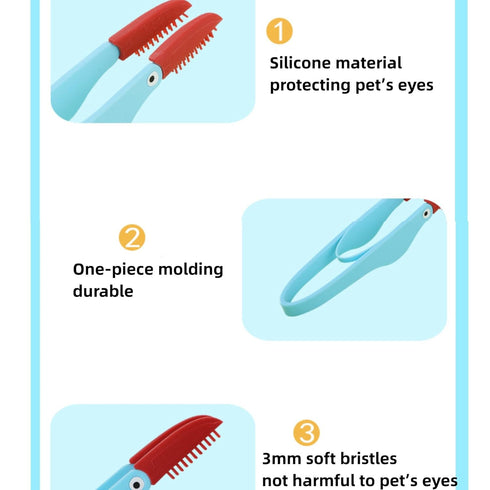 3PCS Pet Tear Marks Brush, Pet Tear Marks Brush Cat Dog Eye Excrement Brush, Soft Washable Pet Combing Brush with Handle, Tear Comb Tear Stain Rem...