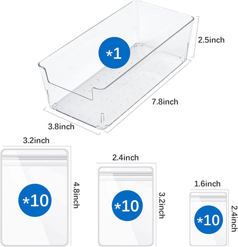 Clear Acrylic Jewelry Organizer for Women Teen Girls, Earring Jewelry Display Organizer with 30Pcs PVC Transparent Anti-oxidation Jewelry Storage ...
