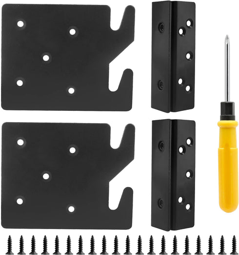 2 Sets Bed Frame Bed Post Double Hook Slot Bracket, Metal 4.2" x 3.4" x 0.08" Heavy Duty Bed Rail Hooks Plates Bed Accessories for Wooden Bed Fram...